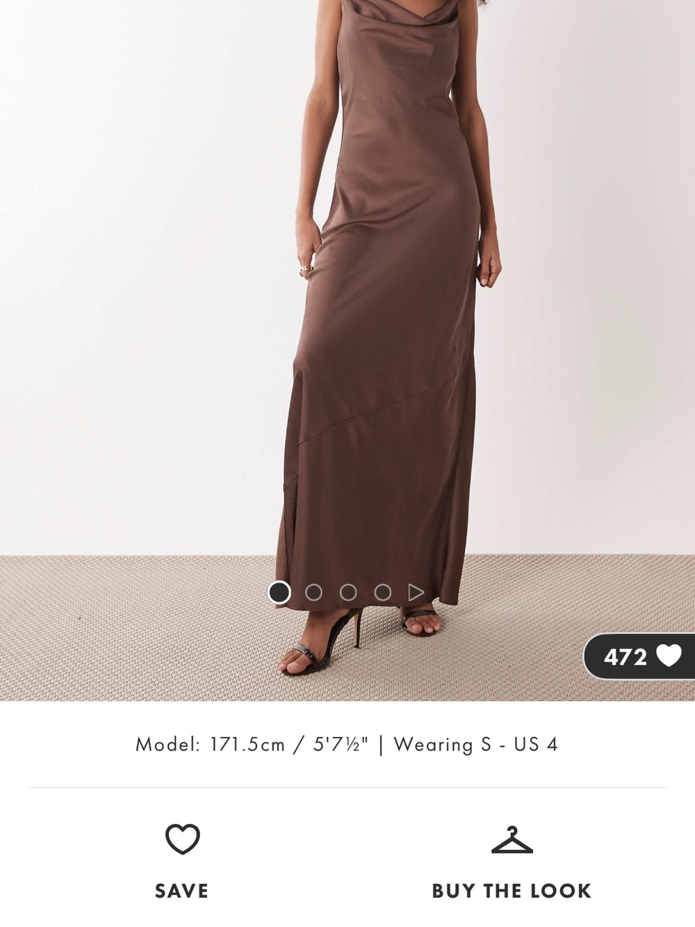 ASOS Chocolate Brown Satin Maxi Skirt